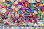 Luxor-Egypt Baskets and spices for sale at a market Art Print